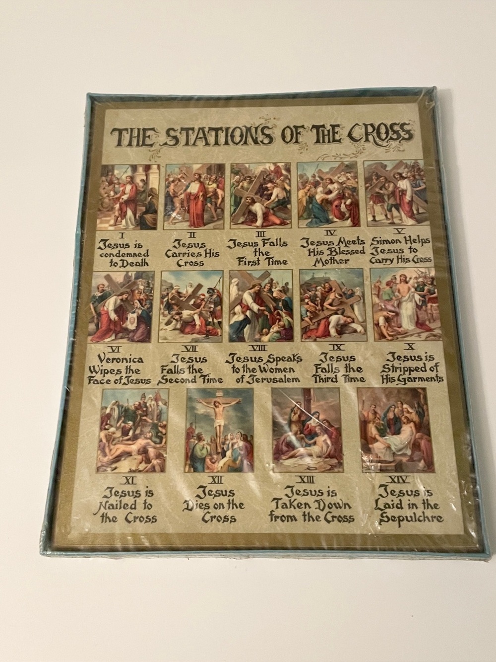 Vintage Religious Stations of the Cross Wall Plaque Art